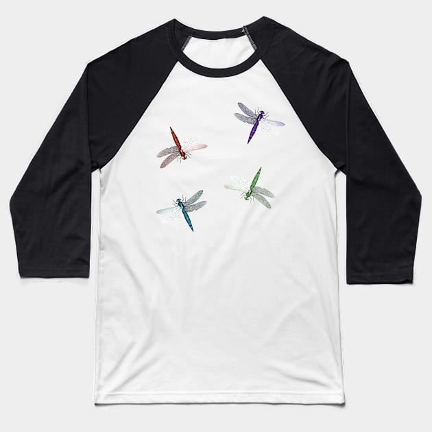 Colourful Dragonfly Design Baseball T-Shirt by PurplePeacock